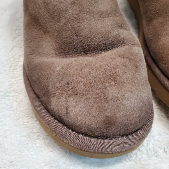 Ugg Classic Chocolate‎ Brown Suede Lined Mini Short Bootie Boots Shoes Women 6 - Picture 8 of 12
